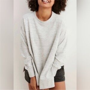 Aerie Marled Gray Oversized Split Hem Crewneck Sweatshirt XS (Fits up to a L)
